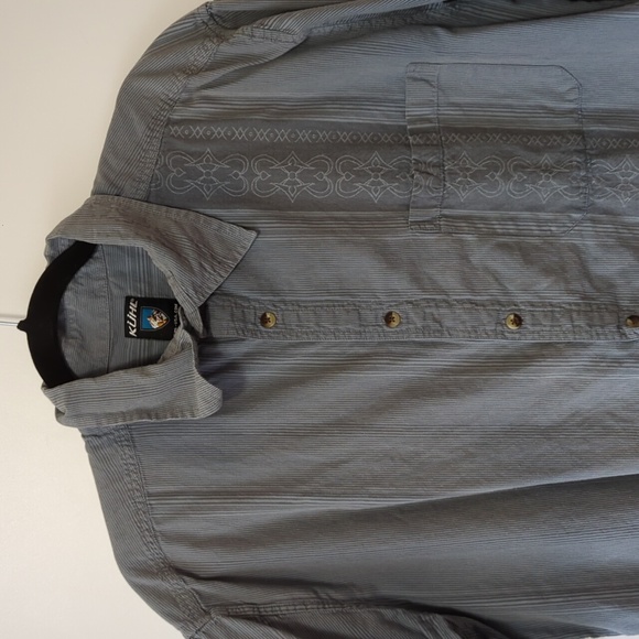 Kuhl Blue/Gray Short Sleeve Button Down Shirt - Size 2XL - Picture 2 of 8